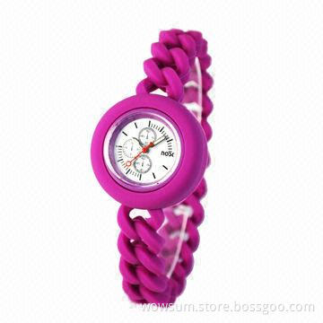 Silicone Watch with Twist Band, Eco-friendly Silicone and Quartz Movement